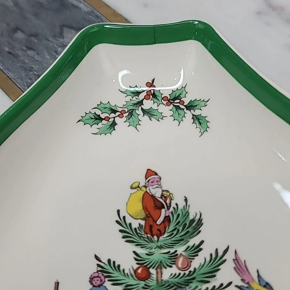 Spode Christmas Tree Classic Vintage Collectible Ceramic Triangular Serving Dish